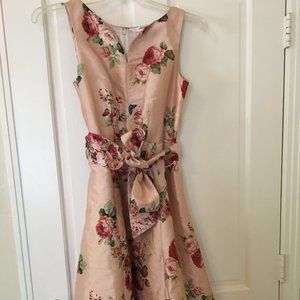 Pink Rose Floral Semi-Formal Dress with Pockets
